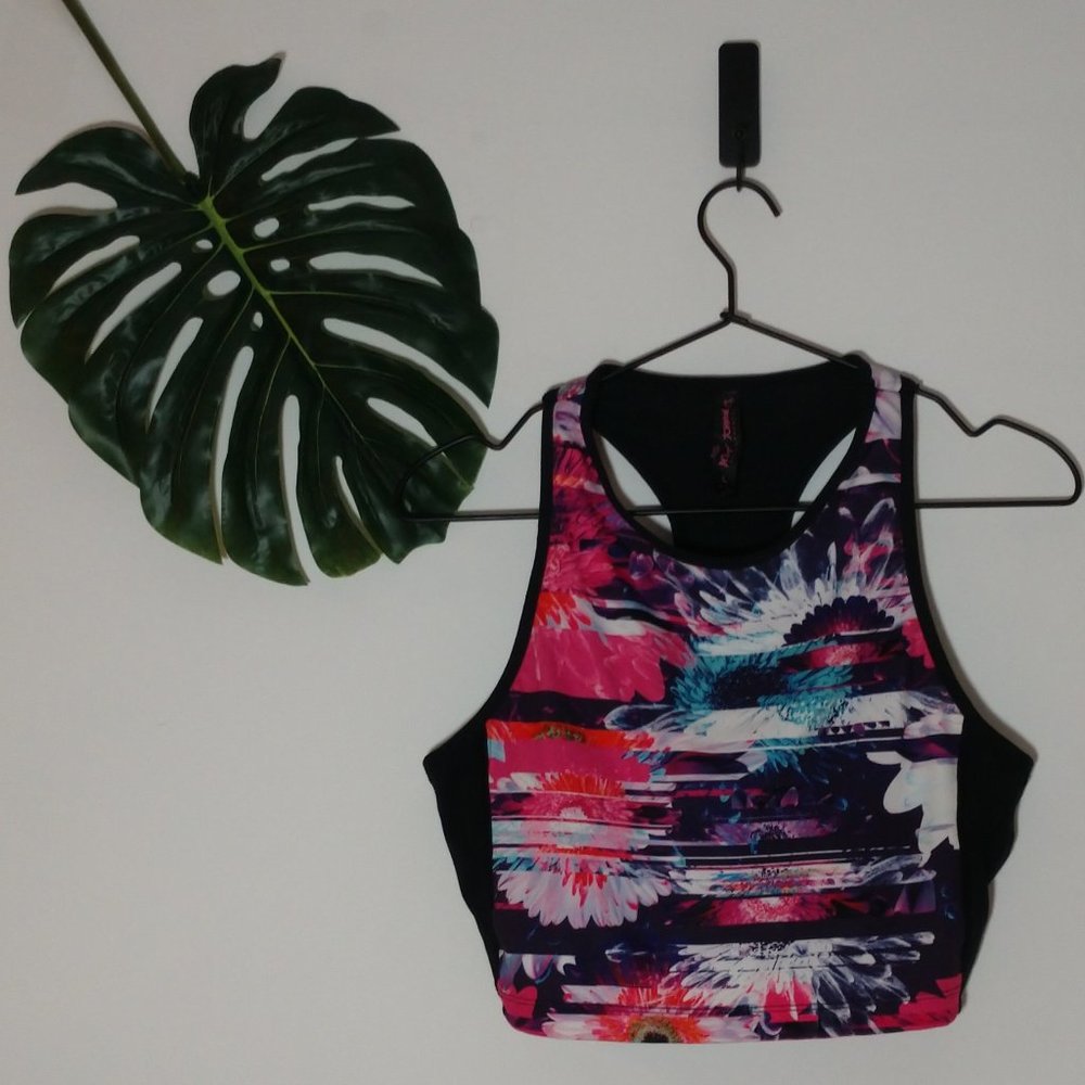 Betsey Johnson Crop Top - Multi colored Floral L